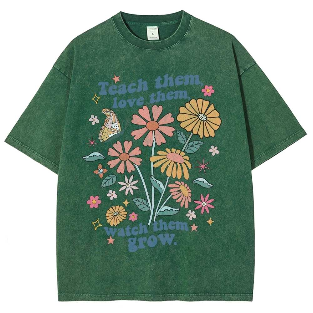 Teach Them Unisex Fit Washed T-Shirt Customscool