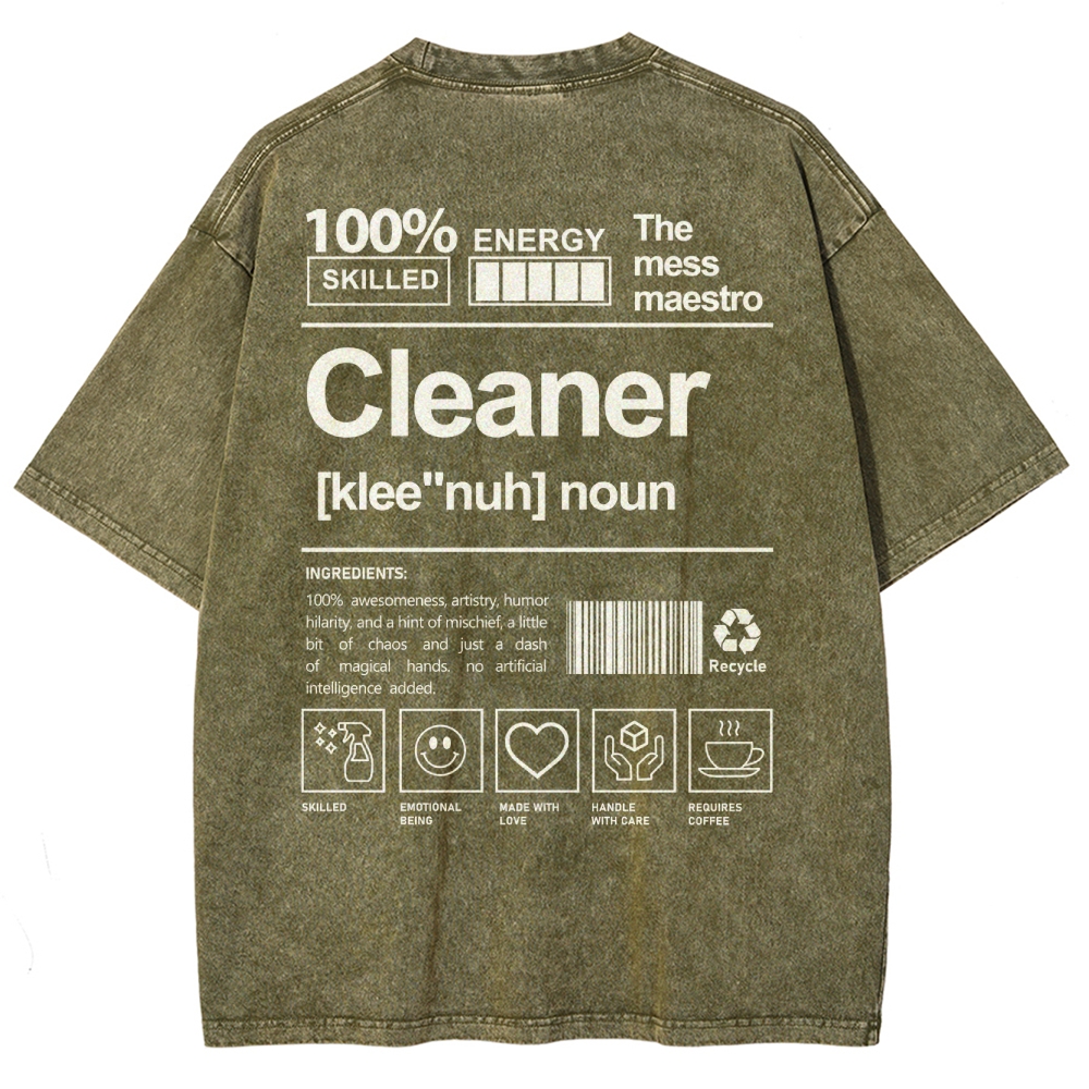 Cleaner Unisex Fit Washed T-Shirt Customscool