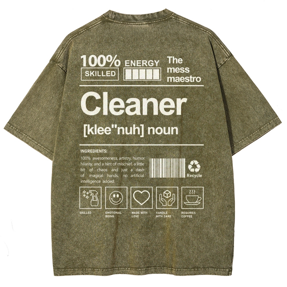 Cleaner Unisex Fit Washed T-Shirt Customscool