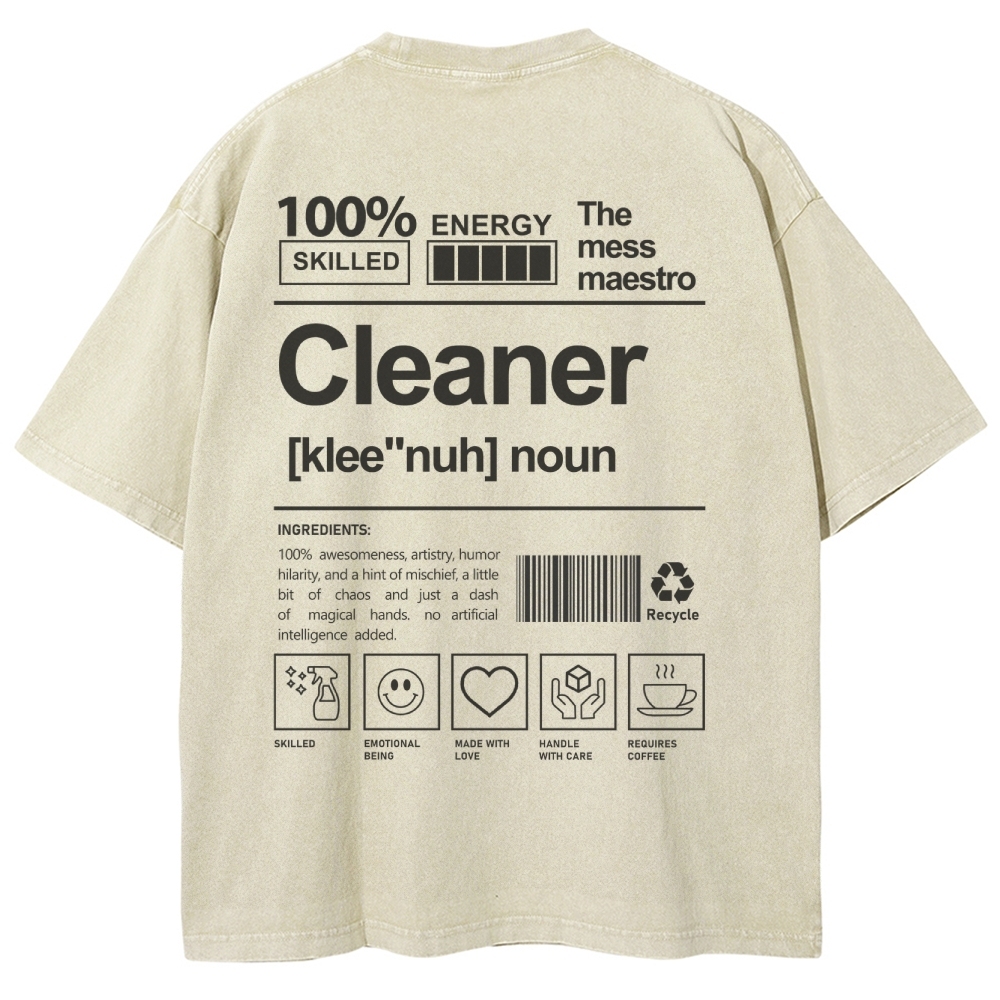 Cleaner Unisex Fit Washed T-Shirt Customscool