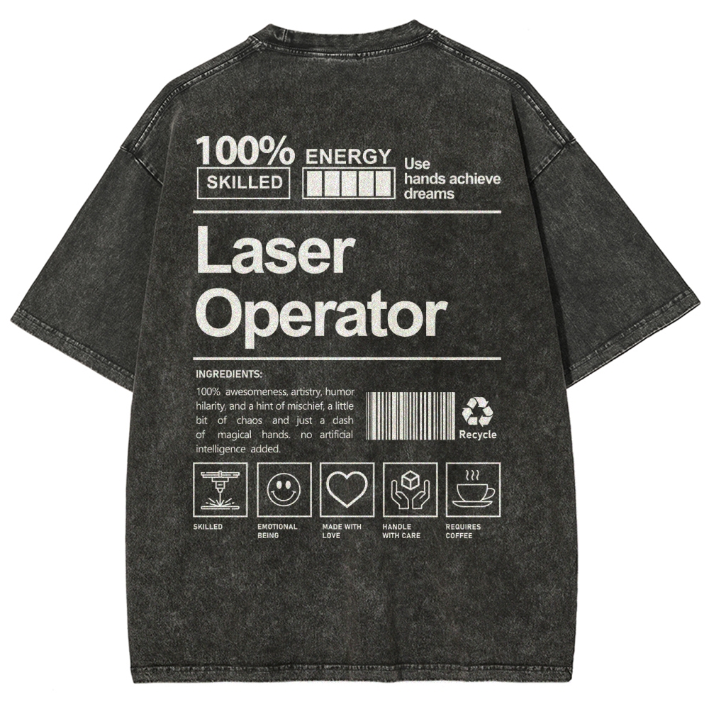 Laser Operator Unisex Fit Washed T-Shirt Customscool