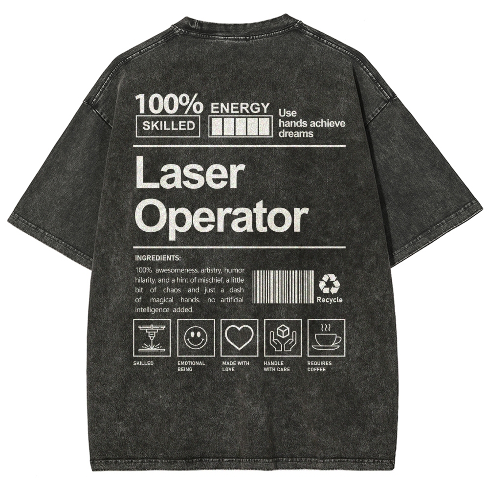 Laser Operator Unisex Fit Washed T-Shirt Customscool