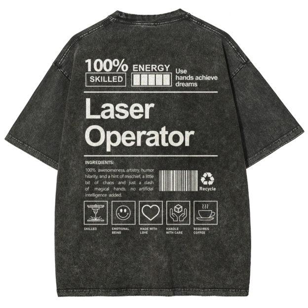 Laser Operator Unisex Fit Washed T-Shirt Customscool