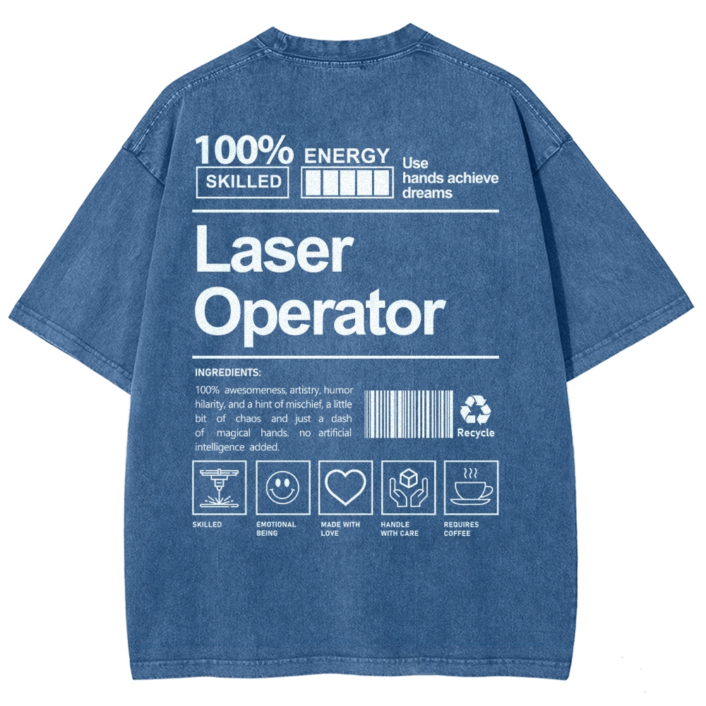 Laser Operator Unisex Fit Washed T-Shirt Customscool