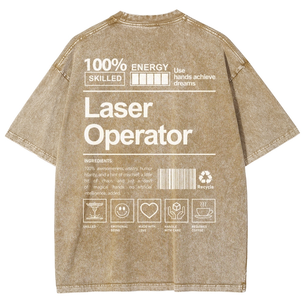 Laser Operator Unisex Fit Washed T-Shirt Customscool