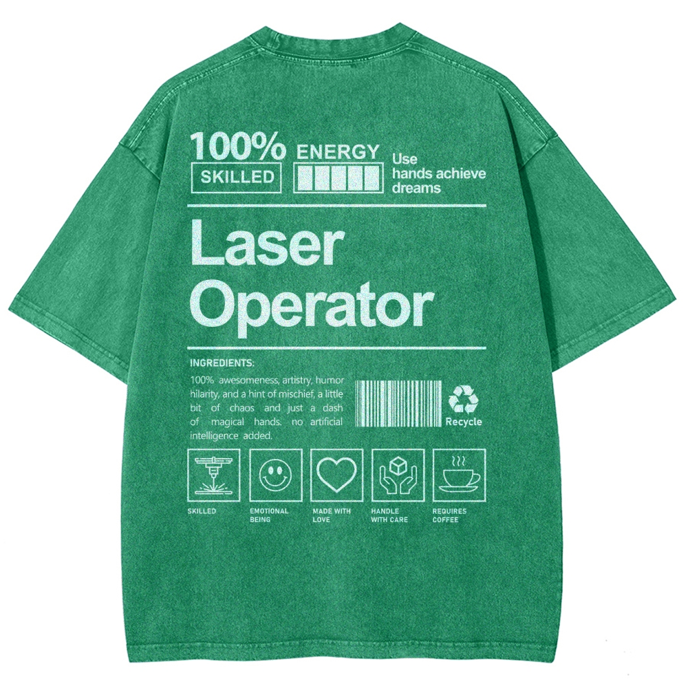 Laser Operator Unisex Fit Washed T-Shirt Customscool