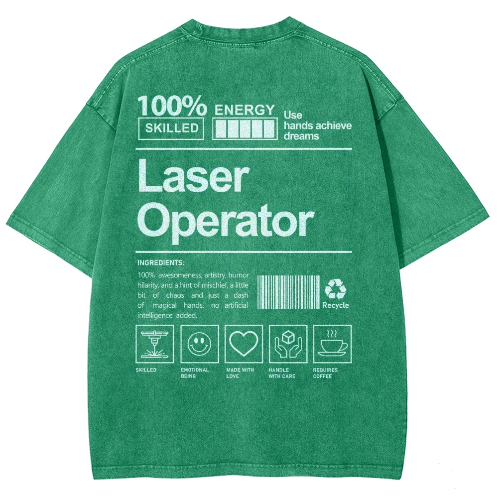 Laser Operator Unisex Fit Washed T-Shirt Customscool