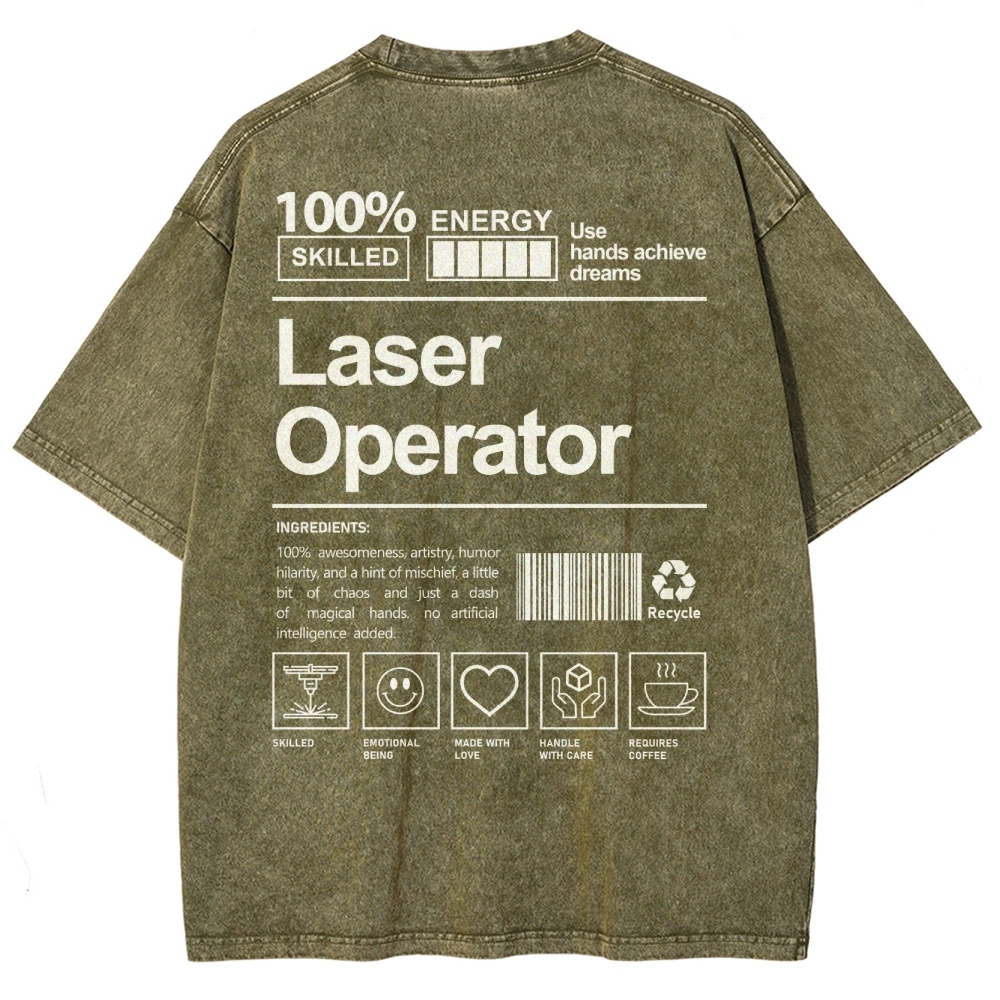 Laser Operator Unisex Fit Washed T-Shirt Customscool