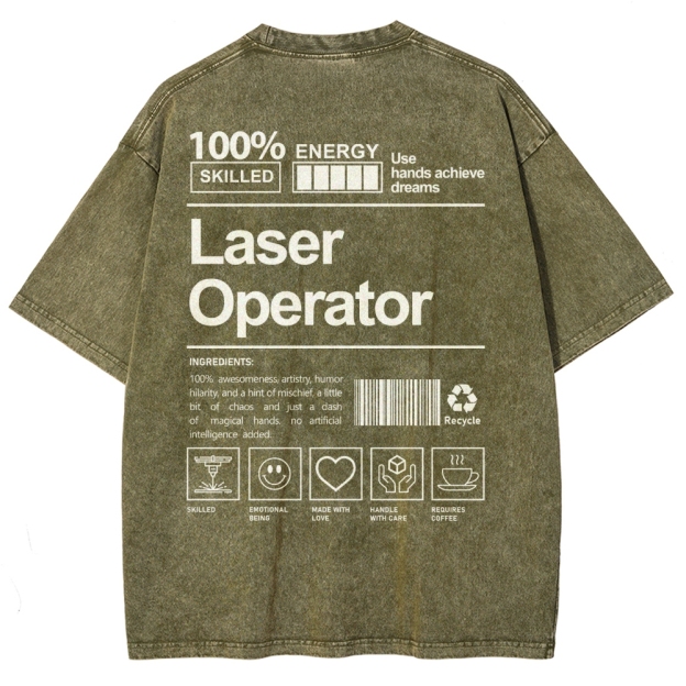 Laser Operator Unisex Fit Washed T-Shirt Customscool