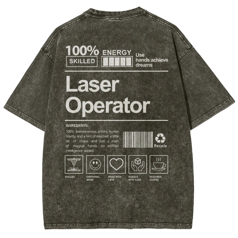 Laser Operator Unisex Fit Washed T-Shirt Customscool