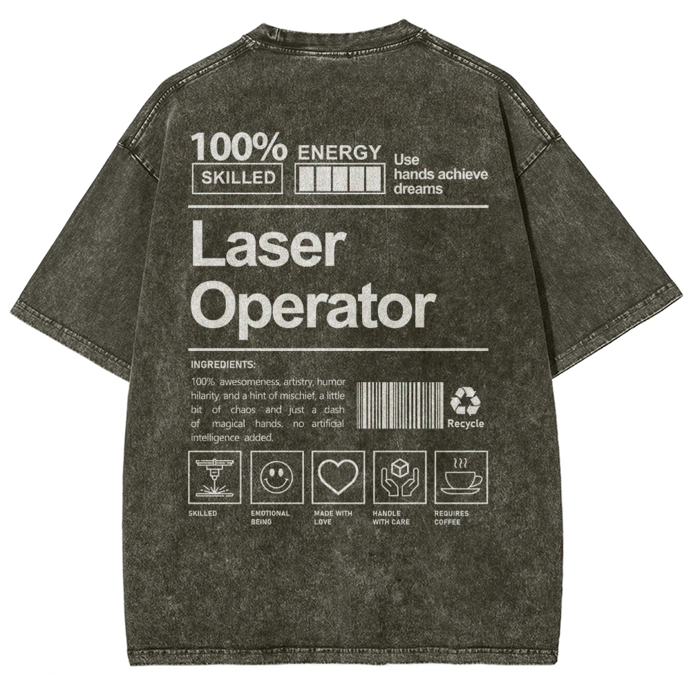 Laser Operator Unisex Fit Washed T-Shirt Customscool