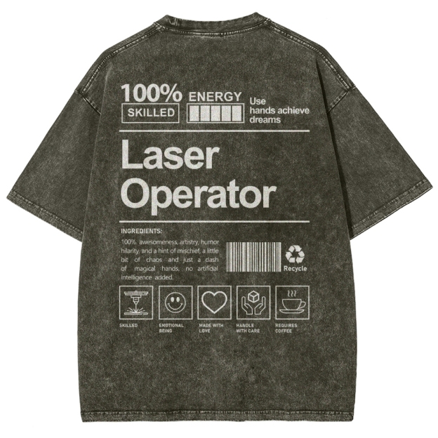 Laser Operator Unisex Fit Washed T-Shirt Customscool
