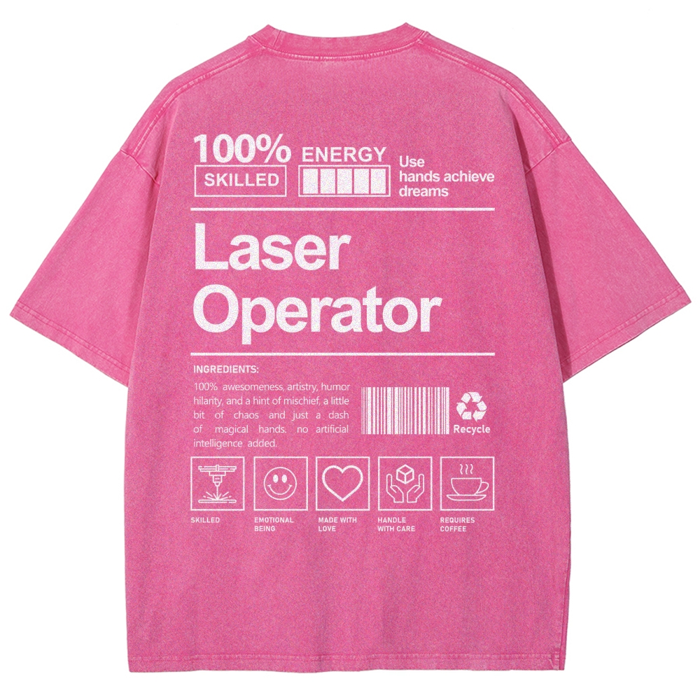 Laser Operator Unisex Fit Washed T-Shirt Customscool