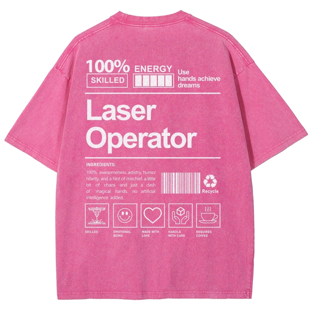 Laser Operator Unisex Fit Washed T-Shirt Customscool