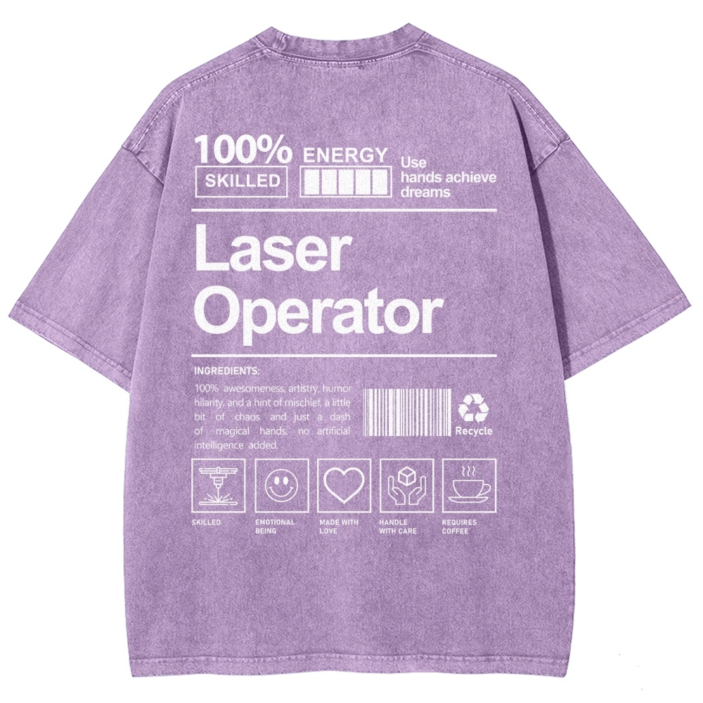 Laser Operator Unisex Fit Washed T-Shirt Customscool
