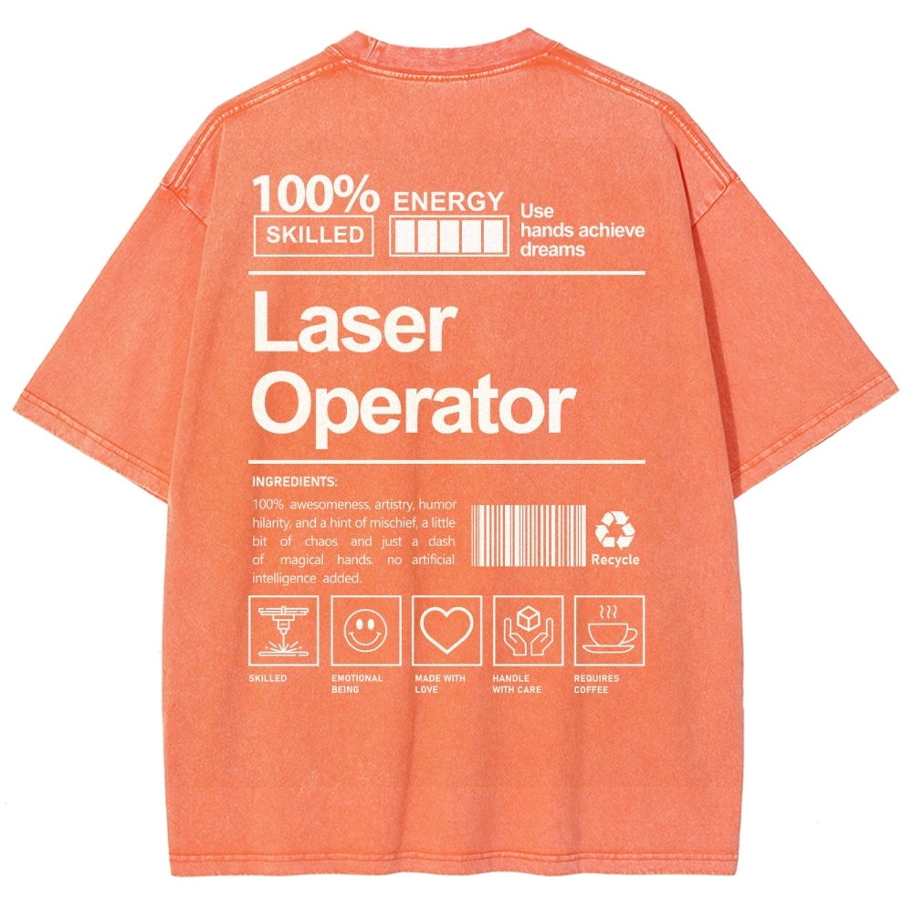Laser Operator Unisex Fit Washed T-Shirt Customscool