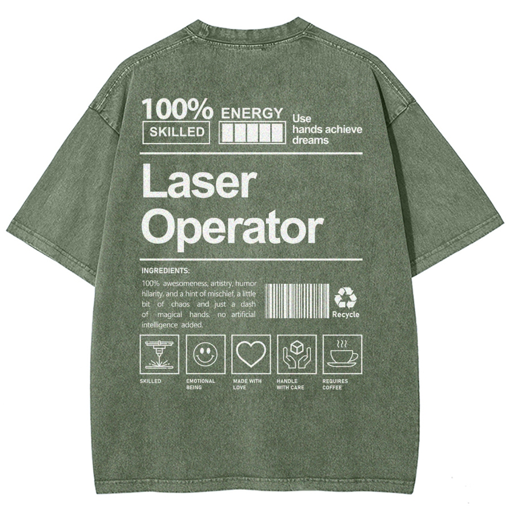 Laser Operator Unisex Fit Washed T-Shirt Customscool
