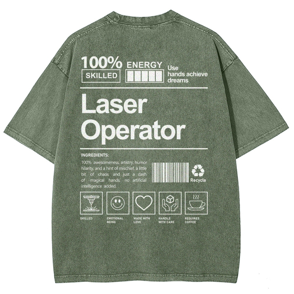 Laser Operator Unisex Fit Washed T-Shirt Customscool