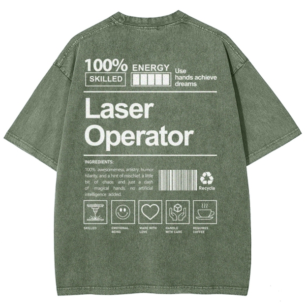 Laser Operator Unisex Fit Washed T-Shirt Customscool