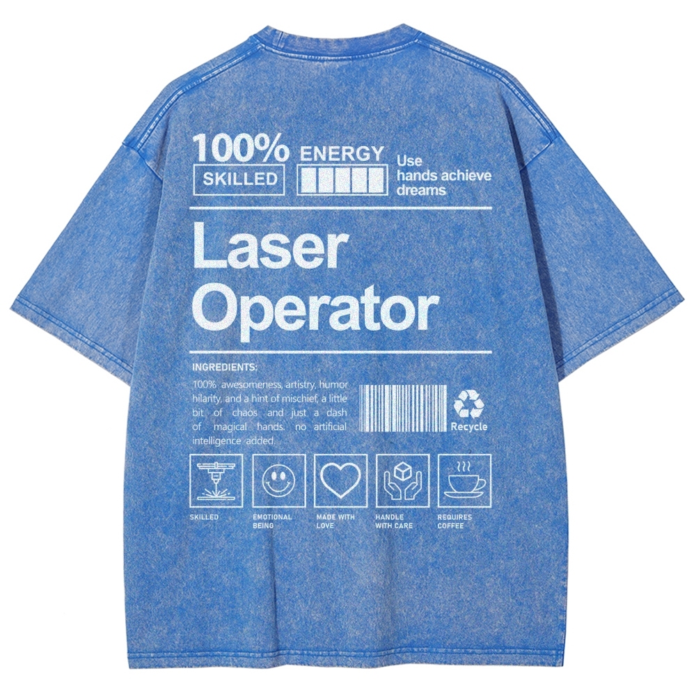 Laser Operator Unisex Fit Washed T-Shirt Customscool