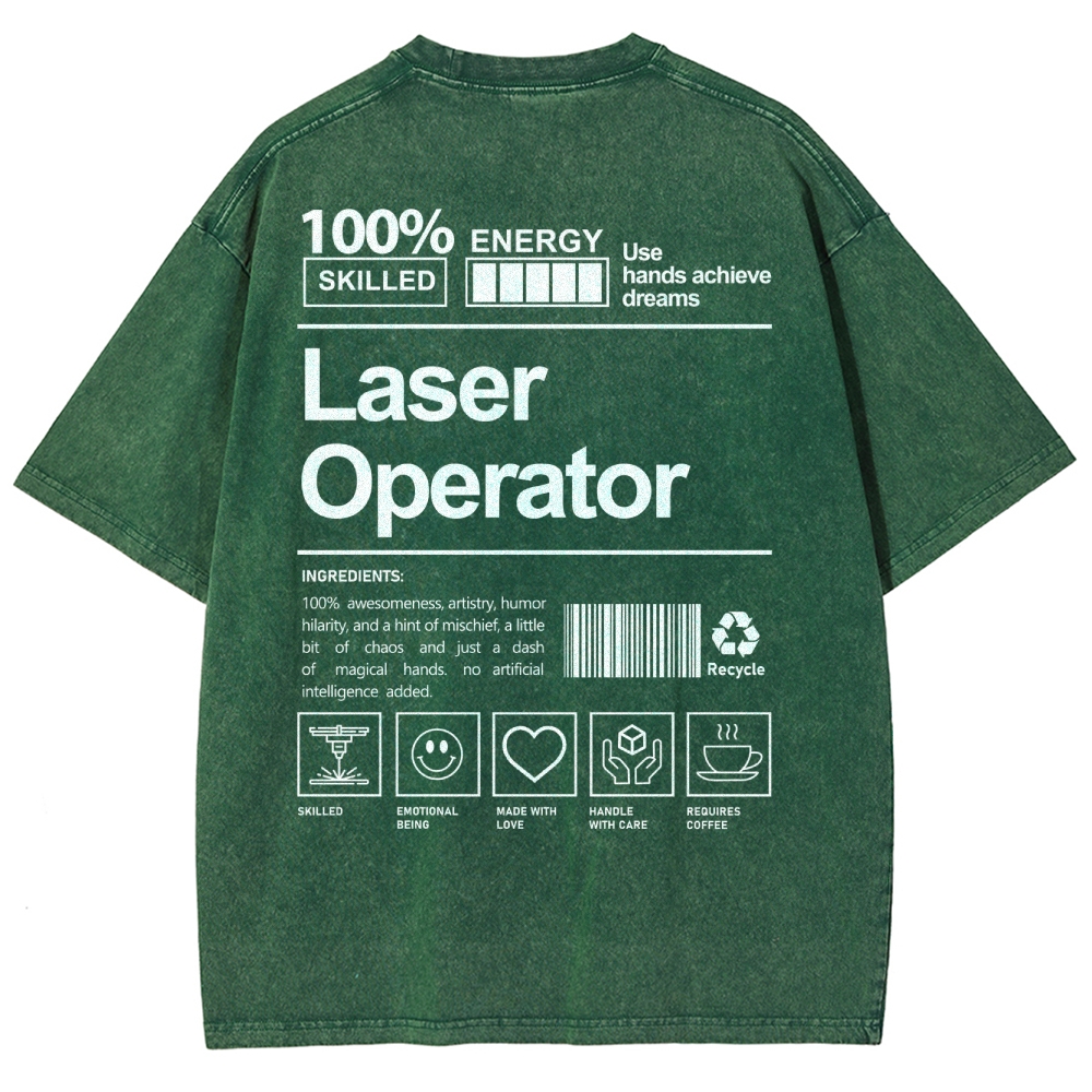 Laser Operator Unisex Fit Washed T-Shirt Customscool