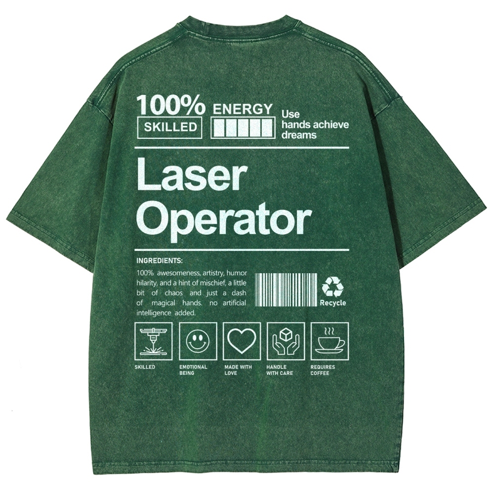 Laser Operator Unisex Fit Washed T-Shirt Customscool
