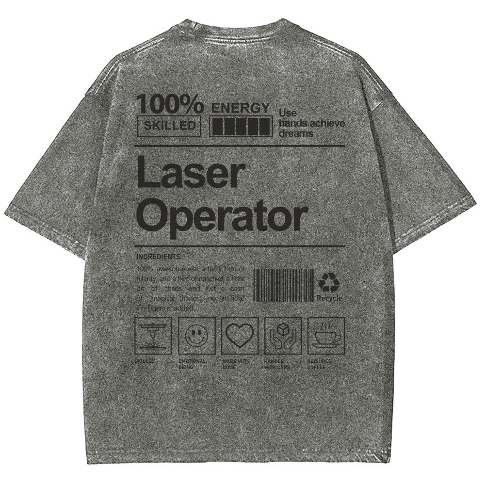 Laser Operator Unisex Fit Washed T-Shirt Customscool