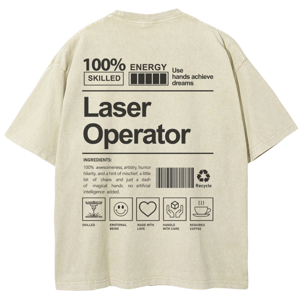 Laser Operator Unisex Fit Washed T-Shirt Customscool