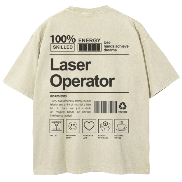 Laser Operator Unisex Fit Washed T-Shirt Customscool