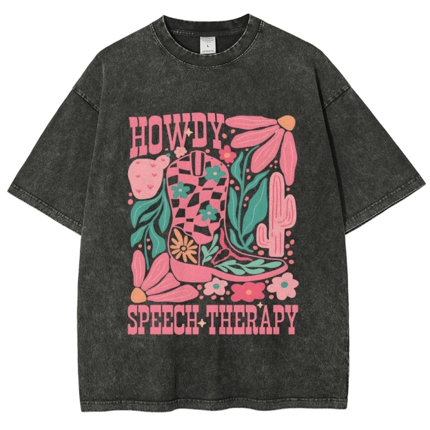 Speech Therapy Unisex Fit Washed T-Shirt Customscool