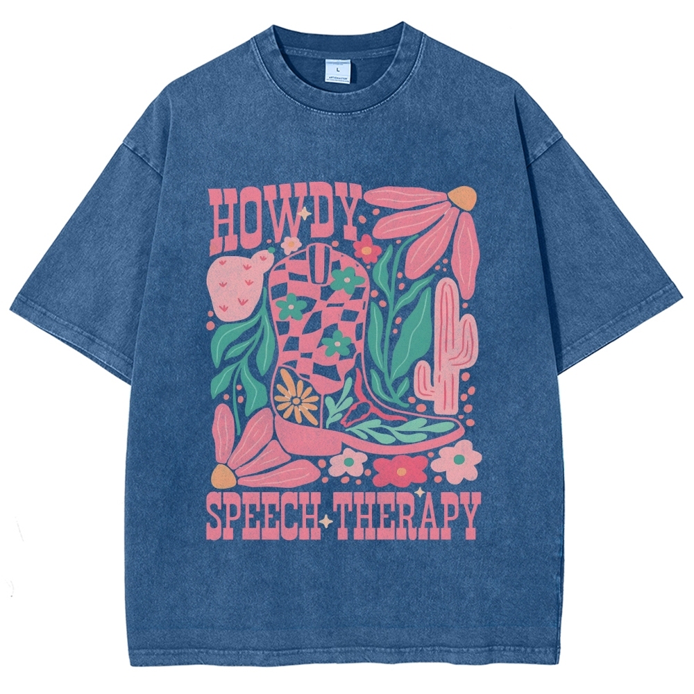 Speech Therapy Unisex Fit Washed T-Shirt Customscool