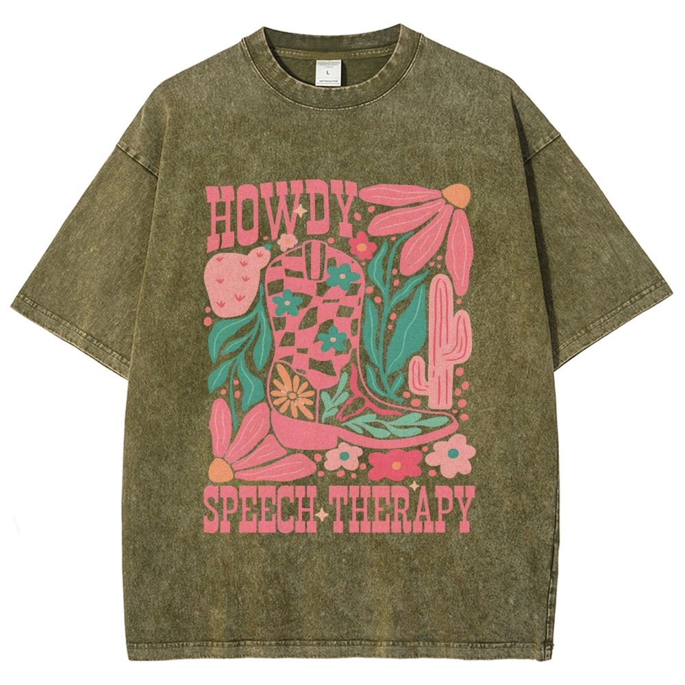 Speech Therapy Unisex Fit Washed T-Shirt Customscool