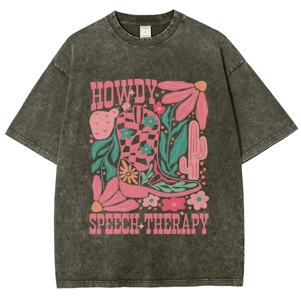 Speech Therapy Unisex Fit Washed T-Shirt Customscool