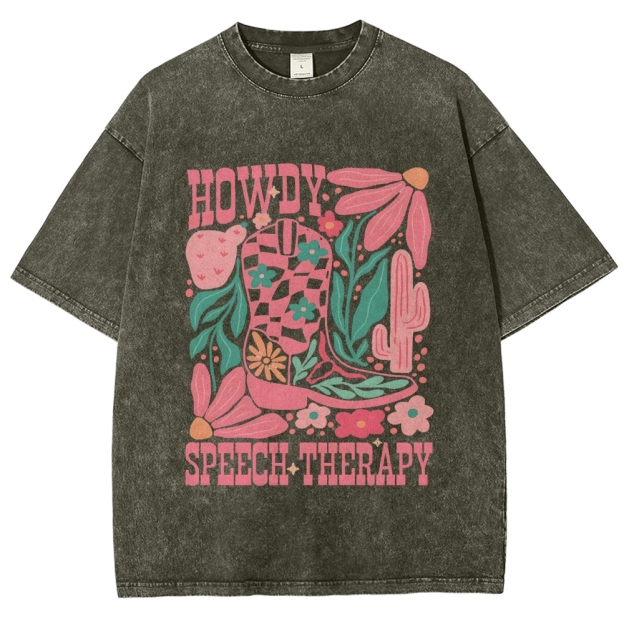 Speech Therapy Unisex Fit Washed T-Shirt Customscool