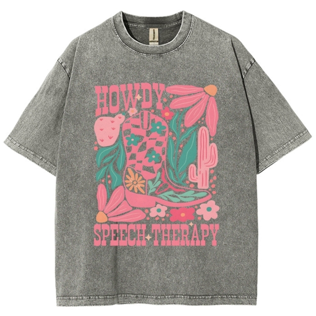 Speech Therapy Unisex Fit Washed T-Shirt Customscool