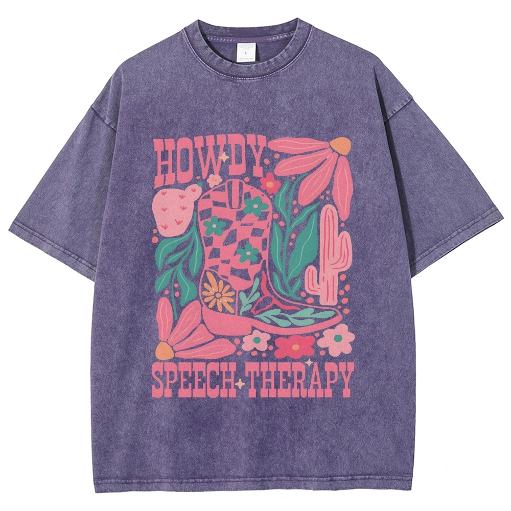 Speech Therapy Unisex Fit Washed T-Shirt Customscool