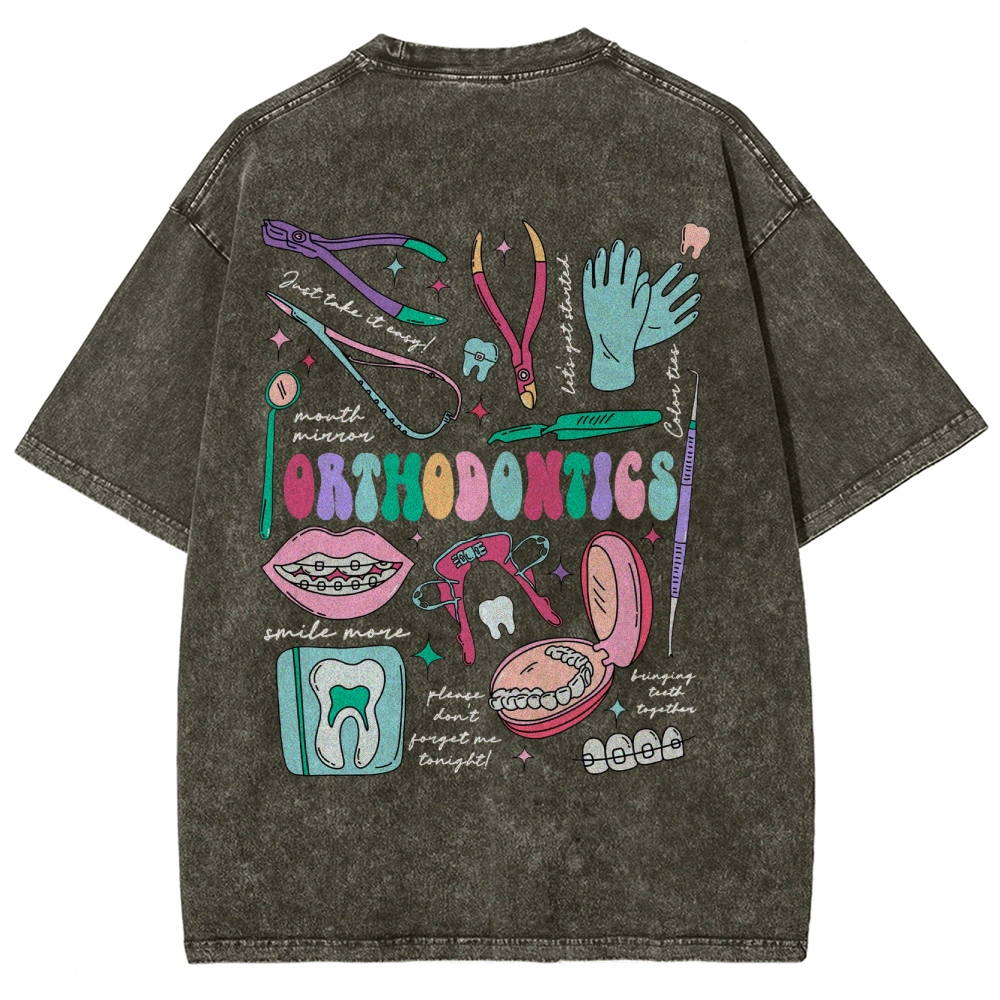 Orthodontics Unisex Fit Washed T-Shirt Customscool