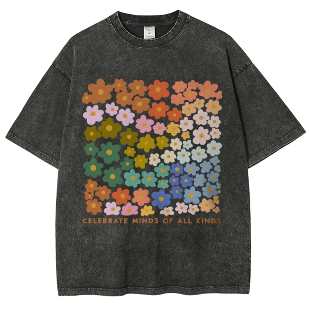 CELEBRATE MINDS OF ALL KINDS Unisex Fit Washed T-Shirt Customscool