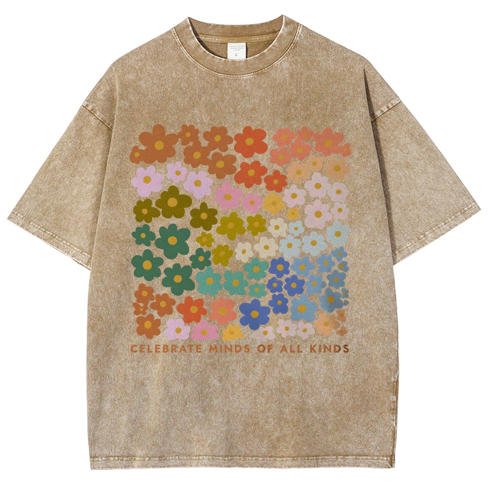 CELEBRATE MINDS OF ALL KINDS Unisex Fit Washed T-Shirt Customscool