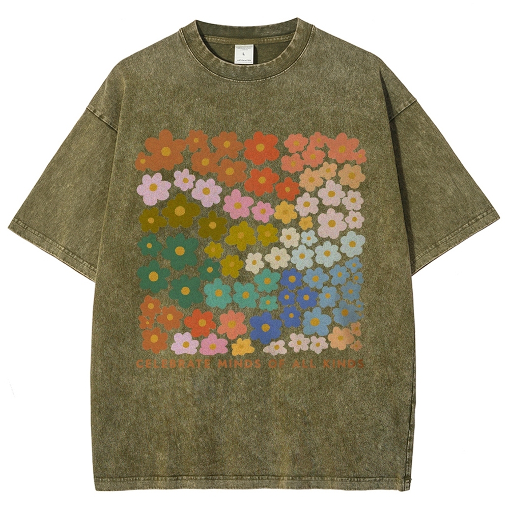 CELEBRATE MINDS OF ALL KINDS Unisex Fit Washed T-Shirt Customscool