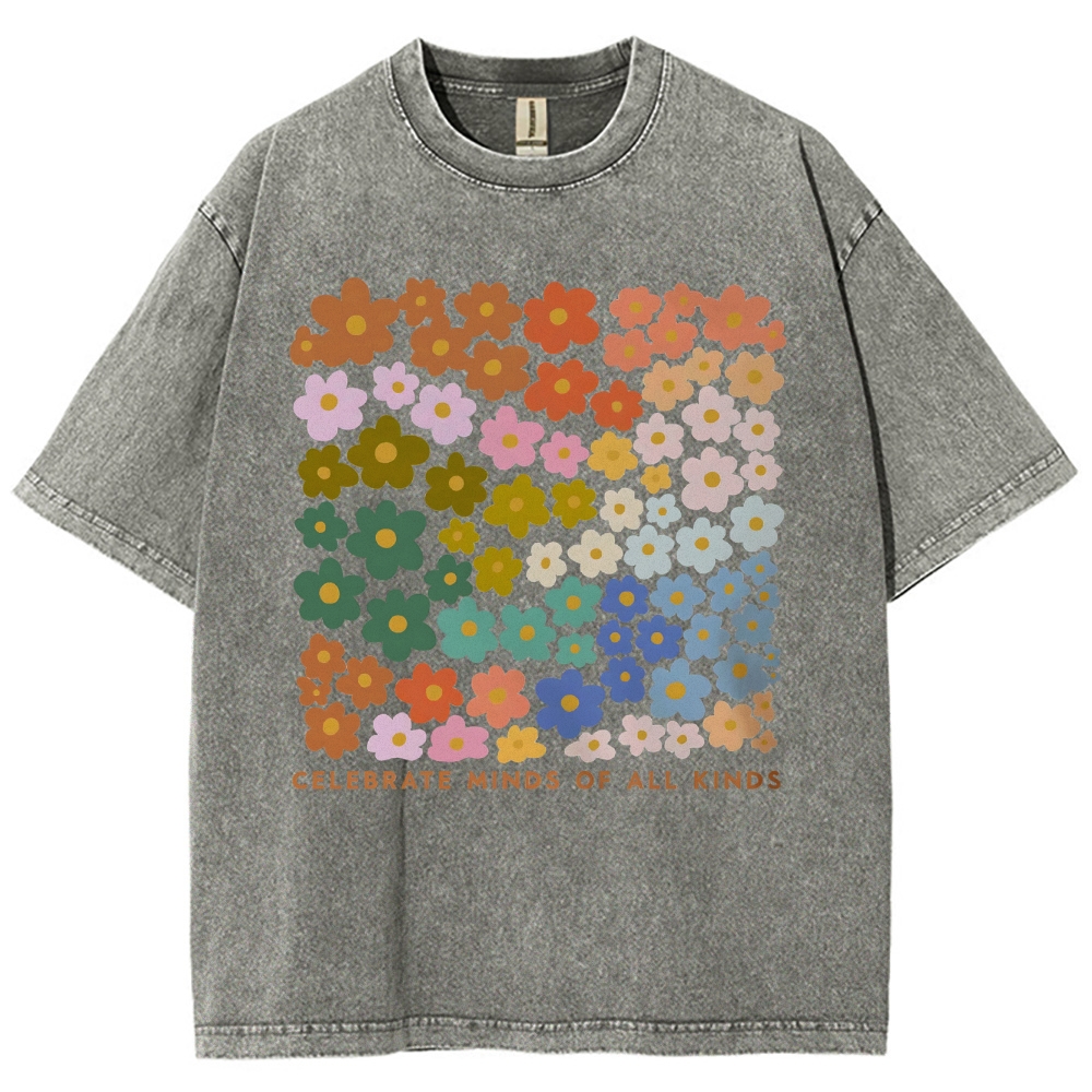 CELEBRATE MINDS OF ALL KINDS Unisex Fit Washed T-Shirt Customscool