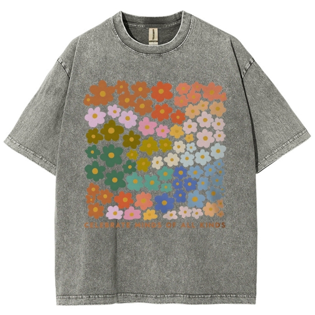 CELEBRATE MINDS OF ALL KINDS Unisex Fit Washed T-Shirt Customscool