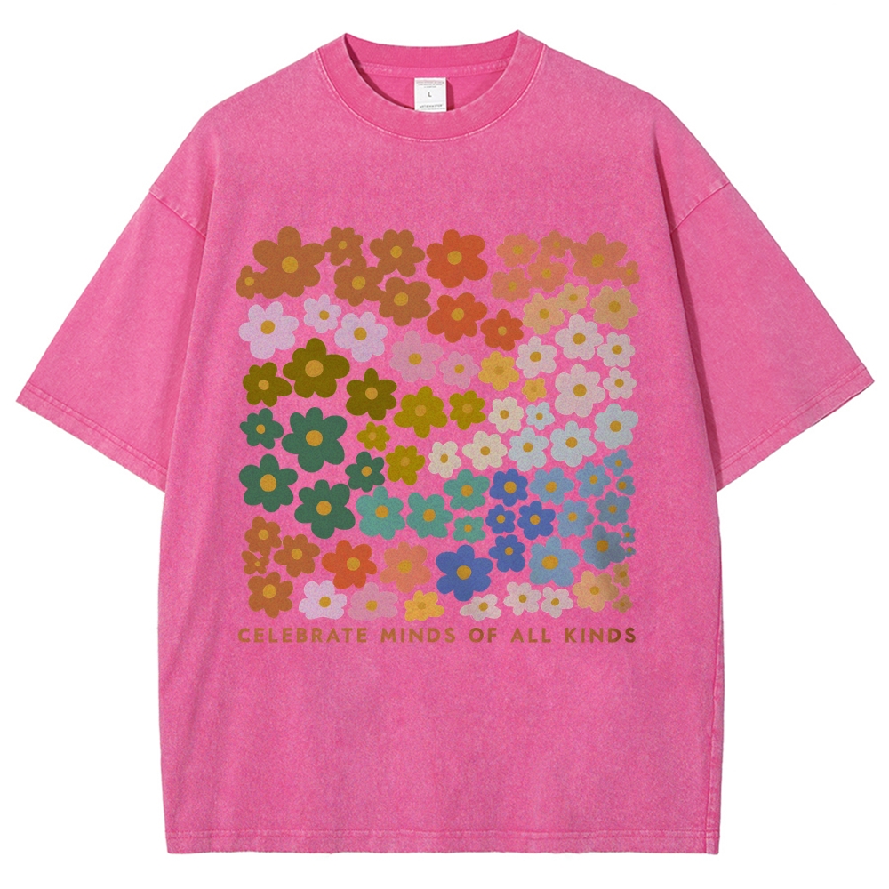 CELEBRATE MINDS OF ALL KINDS Unisex Fit Washed T-Shirt Customscool