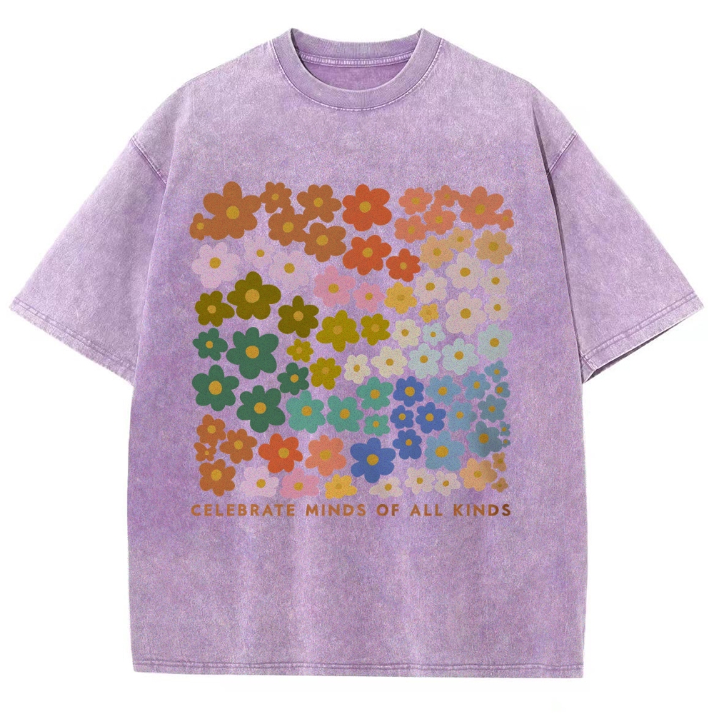 CELEBRATE MINDS OF ALL KINDS Unisex Fit Washed T-Shirt Customscool