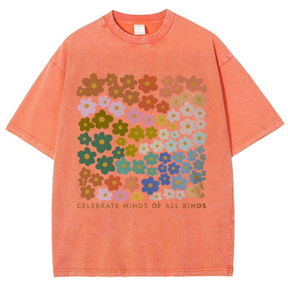CELEBRATE MINDS OF ALL KINDS Unisex Fit Washed T-Shirt Customscool