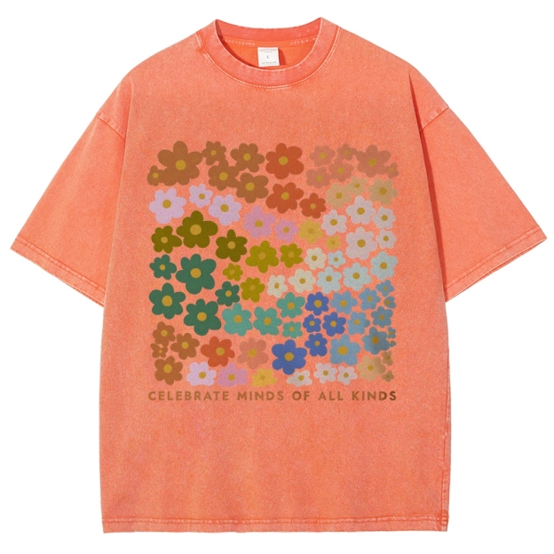 CELEBRATE MINDS OF ALL KINDS Unisex Fit Washed T-Shirt Customscool