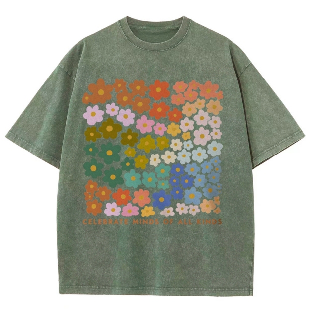 CELEBRATE MINDS OF ALL KINDS Unisex Fit Washed T-Shirt Customscool