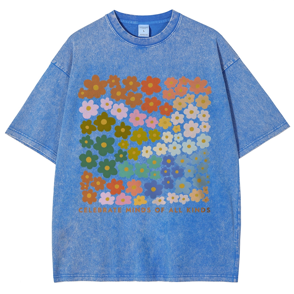 CELEBRATE MINDS OF ALL KINDS Unisex Fit Washed T-Shirt Customscool
