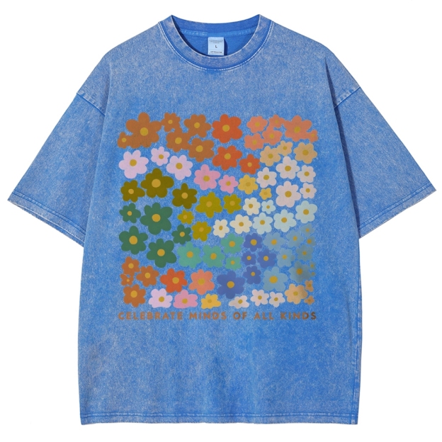 CELEBRATE MINDS OF ALL KINDS Unisex Fit Washed T-Shirt Customscool