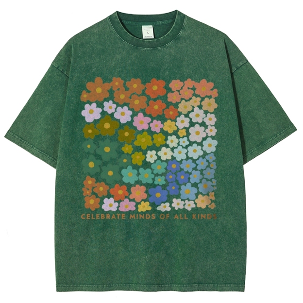 CELEBRATE MINDS OF ALL KINDS Unisex Fit Washed T-Shirt Customscool